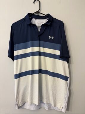 Under Armour Men’s Navy, Light Blue & White Striped Polo